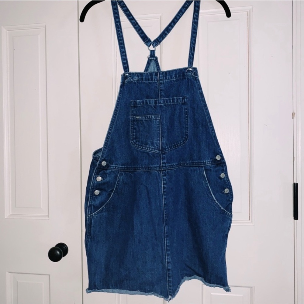 Vintage Dark Wash Denim Overall Dress